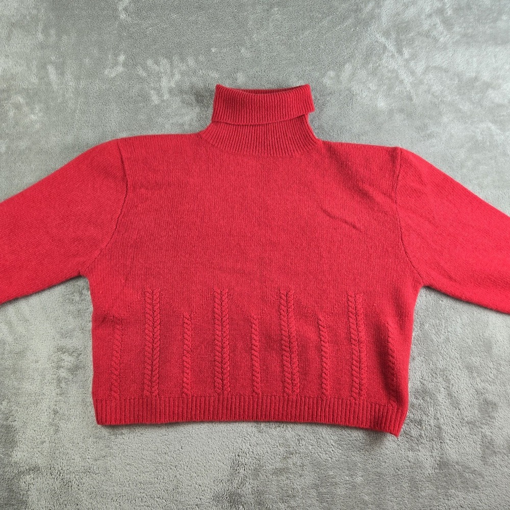Vintage OBR Sweater Womens Large Red Knit Lambswool Angora Turtle Neck‎ 80s